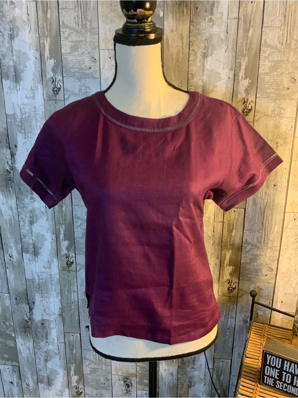 Talbots Short Sleeve Scoop Neck Top in Plum